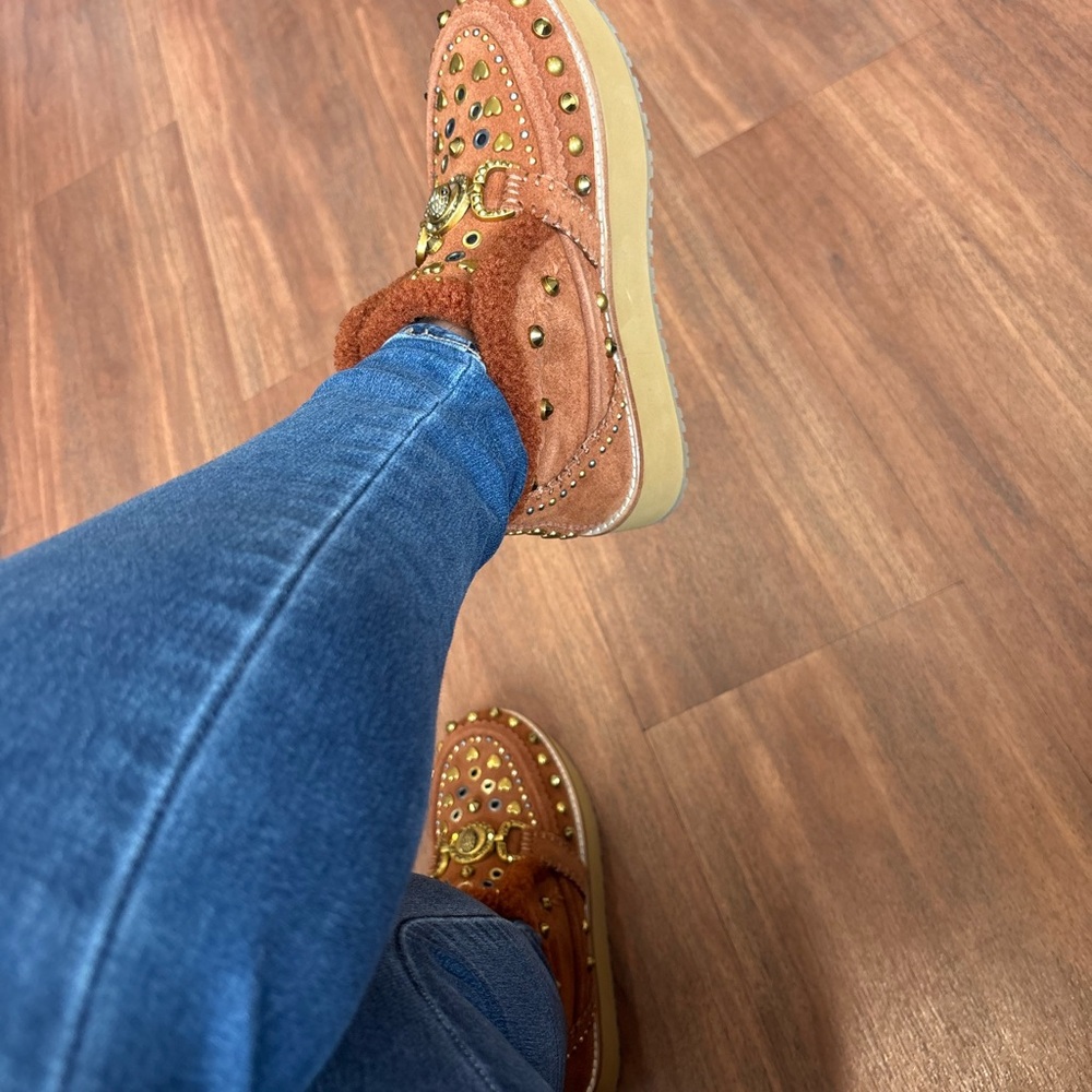 Kurt Geiger Brown Studded Moccasins